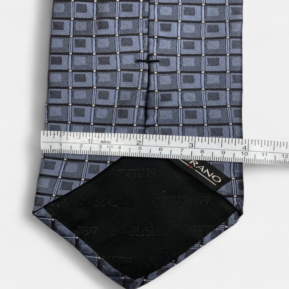Murano Silk Tie Geometric Cubes Blue Formal Business Dress - Picture 5 of 6